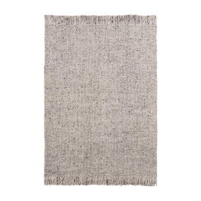 Tapis naturel en laine et viscose rectangle tissé main Tanguro 150x80 CM - Gris