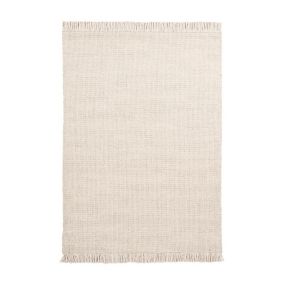 Tapis naturel en laine et viscose rectangle tissé main Tanguro 170x120 CM - Crème