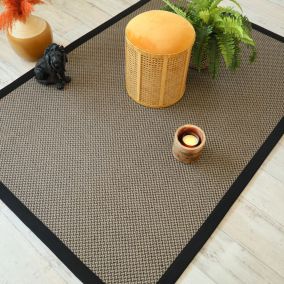 Tapis naturel en Sisal - Slow bronze - Ganse noire - 140 x 200 cm