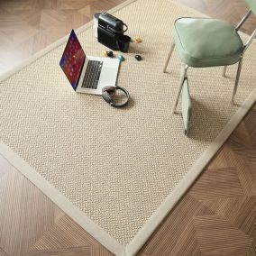 Tapis naturel en Sisal - Slow ficelle lin - Ganse lin naturel - 120 x 170 cm