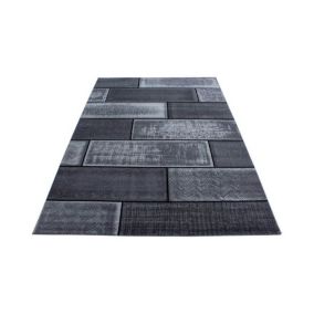 Tapis noir design pour salon rectangle Alandra 150x80 CM - Noir