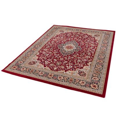 Tapis Moderne RUGWORLD 60x110 Cm - Motif Cerfs à Carreaux - Rouge/Crème - Neuf