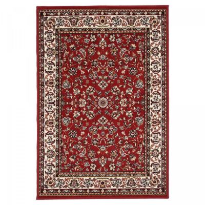 Tapis oriental tissé motif ancestral LYN1 NOMED, rouge