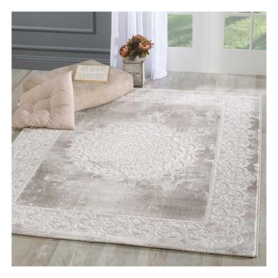 Tapis de salon design oriental beige et blanc - TEPPICH