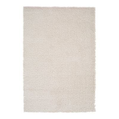 Tapis pelucheux tissé Coltrane GoodHome L. 200cm x l. 290cm blanc cassé