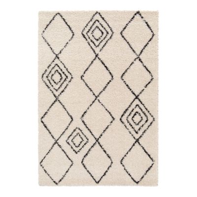 Tapis pelucheux tissé Coltrane GoodHome L. 200cm x l. 290cm blanc cassé