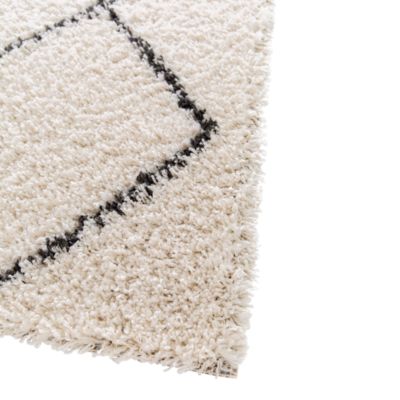 Tapis pelucheux tissé Coltrane GoodHome L. 200cm x l. 290cm blanc cassé