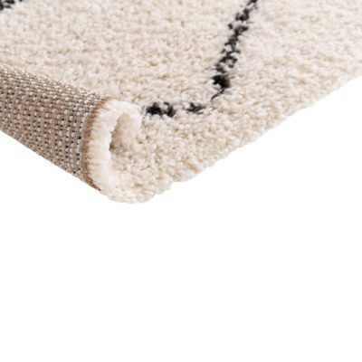 Tapis pelucheux tissé Coltrane GoodHome L. 200cm x l. 290cm blanc cassé