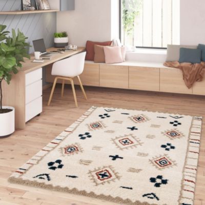 Tapis pelucheux tissé Manzo GoodHome L. 120cm x l. 170cm multicolore