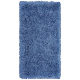 Tapis à poil long moderne en polyester bleu CIDE