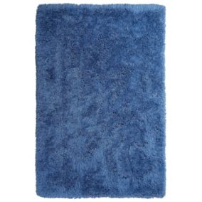 Tapis à poil long moderne en polyester bleu CIDE