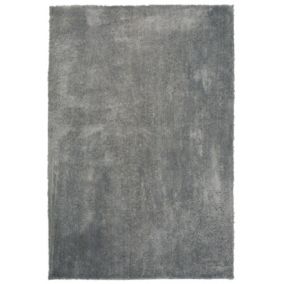 Tapis à poil long moderne en polyester gris EVREN