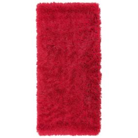 Tapis à poil long moderne en polyester rouge CIDE