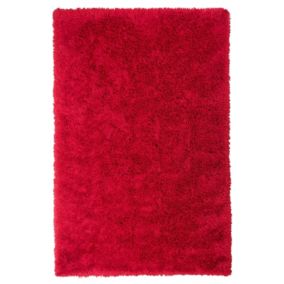 Tapis à poil long moderne en polyester rouge CIDE