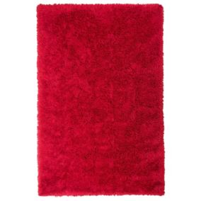 Tapis à poil long moderne en polyester rouge CIDE