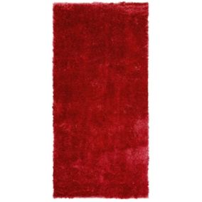 Tapis à poil long moderne en polyester rouge EVREN