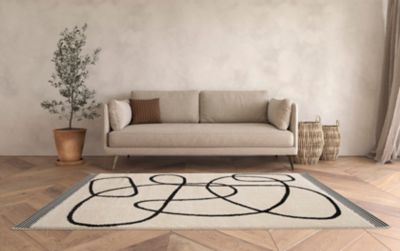 Tapis poil ras Chios L. 120 x l. 170 x ep. 2,2 cm blanc GoodHome