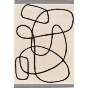 Tapis poil ras Chios L. 120 x l. 170 x ep. 2,2 cm blanc GoodHome