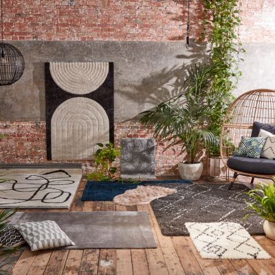 Tapis poil ras Chios L. 120 x l. 170 x ep. 2,2 cm noir GoodHome