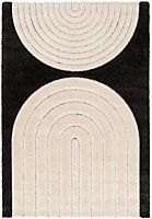 Tapis poil ras Chios L. 120 x l. 170 x ep. 2,2 cm noir GoodHome
