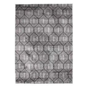 Tapis à poils courts à motifs losanges gris 133x190