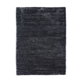 Tapis à poils longs effet soyeux anthracite 190x200