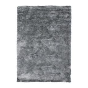 Tapis à poils longs extra-doux gris clair 130x180