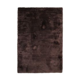 Tapis à poils longs extra-doux marron foncé 160x230