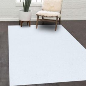 Tapis poils longs shaggy 100x200 rectangle tissé blanc motif uni UNI I