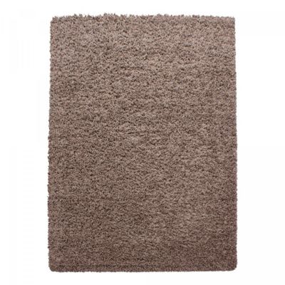 Tapis poils longs shaggy 100x200 rectangle tissé mocca motif uni UNI L