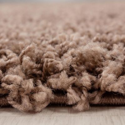 Tapis poils longs shaggy 100x200 rectangle tissé mocca motif uni UNI L