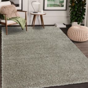 Tapis poils longs shaggy 140x200 rectangle tissé beige motif uni UNI I