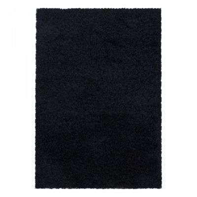 Tapis poils longs shaggy 140x200 rectangle tissé noir motif uni UNI I