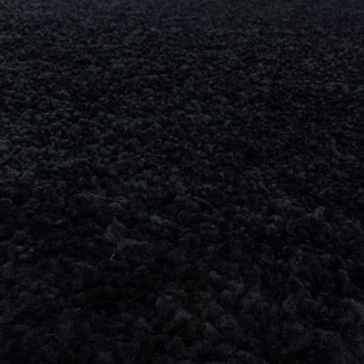 Tapis poils longs shaggy 140x200 rectangle tissé noir motif uni UNI I