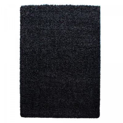 Tapis poils longs shaggy 140x200 rectangle tissé noir motif uni UNI L