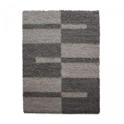 Tapis poils longs shaggy 160x230 rectangle tissé beige et marron