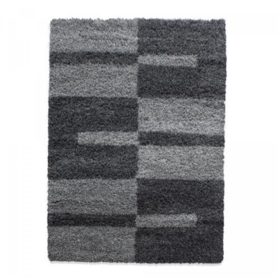 Tapis poils longs shaggy 160x230 rectangle tissé gris clair et gris foncé