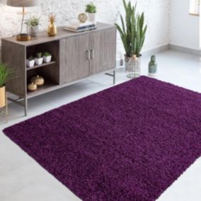 Tapis poils longs shaggy 160x230 rectangle tissé violet motif uni UNI C