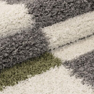 Tapis poils longs shaggy 200x290 rectangle tissé gris et crème