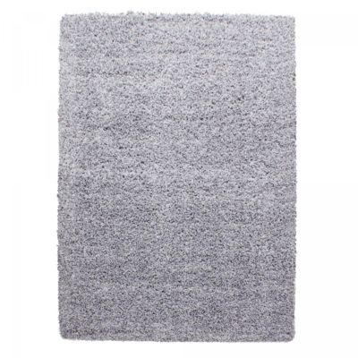 Tapis poils longs shaggy 200x290 rectangle tissé gris motif uni UNI L