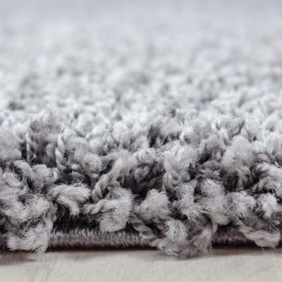 Tapis poils longs shaggy 200x290 rectangle tissé gris motif uni UNI L