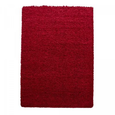 Tapis poils longs shaggy 200x290 rectangle tissé rouge motif uni UNI L