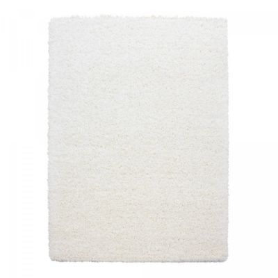 Tapis poils longs shaggy 300x400 rectangle tissé crème motif uni UNI L