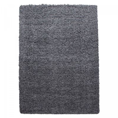 Tapis poils longs shaggy 60x110 rectangle tissé gris motif uni UNI C