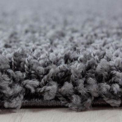 Tapis poils longs shaggy 60x110 rectangle tissé gris motif uni UNI C