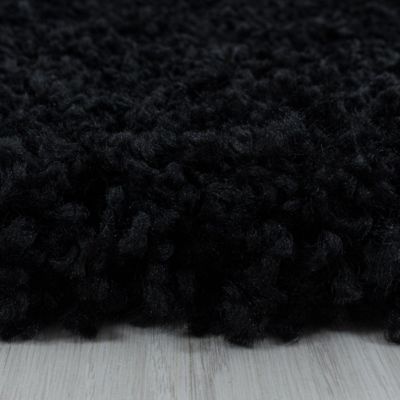 Tapis poils longs shaggy tissé motif uni UNI I, Noir