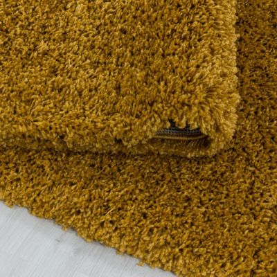 Tapis poils longs shaggy tissé motif uni UNI I, Or