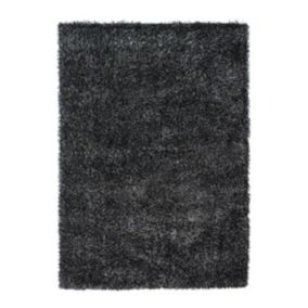 Tapis à poils longs toucher laineux anthracite 190x200