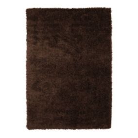 Tapis à poils longs toucher laineux chocolat 190x200