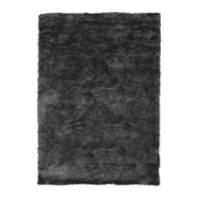 Tapis à poils longs toucher laineux noir 120x170